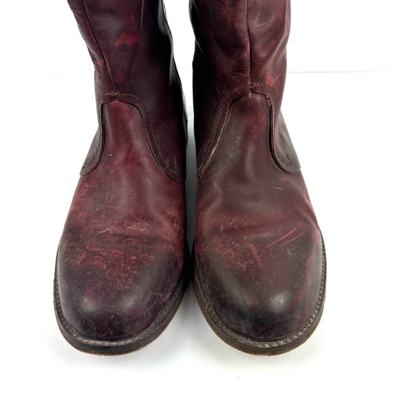 Free People Faryl Robin Dakota Ankle Boot 10 Oxblood Distressed Leather Zip Up - Picture 4 of 9